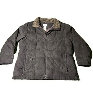 LL Bean Jacket Womens Petite XL Extra Large Brown Quilted Goose Down Zip 249405